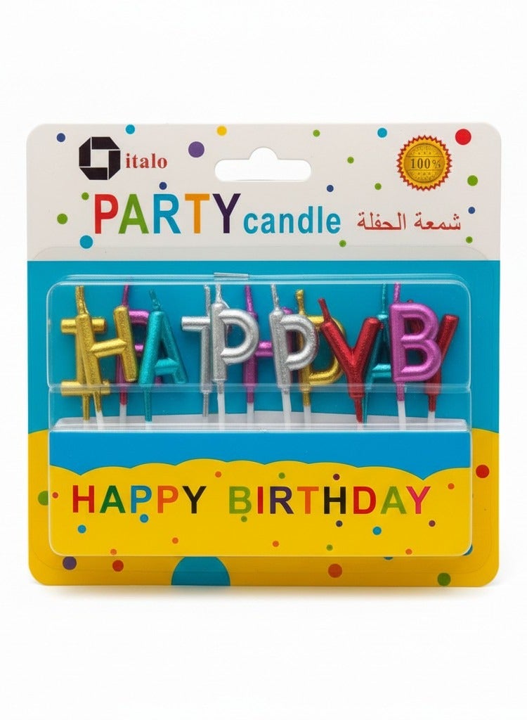 إيتالو شموع حروف عيد ميلاد – شمعة HAPPY BIRTHDAY متعددة الألوان لتزيين الكيك - Image 1